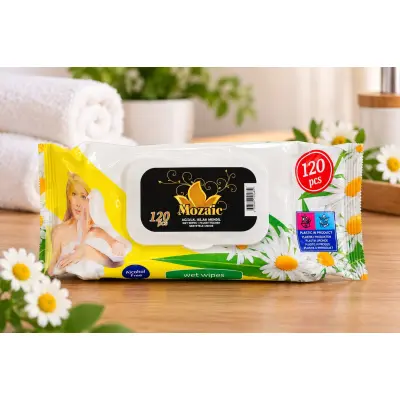 Șervețele umede mozaic sensitive - 120 bucăți, cu capac